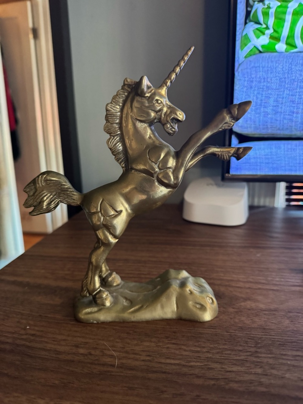 Gold Unicorn Figurine Decorative Sculpture - Home Art